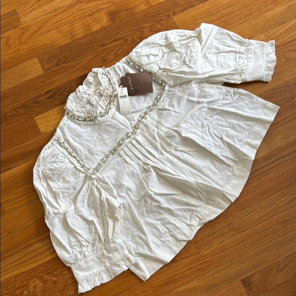 Anthropologie Forever That Girl Puff-Sleeve Embellished Blouse - Picture 3 of 7